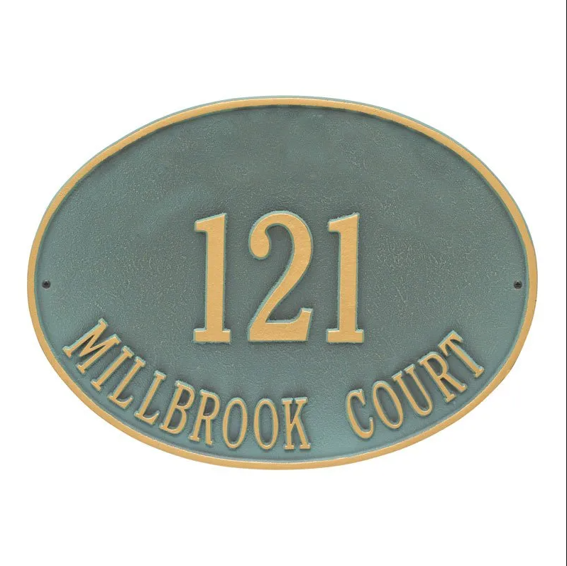 Whitehall 2927 Arch Marker Estate Wall Address Plaque in Bronze and Verdigris