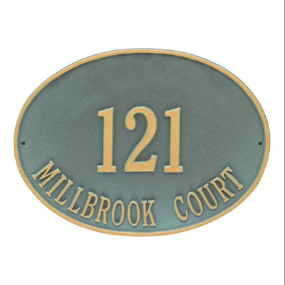 Whitehall 2927 Arch Marker Estate Wall Address Plaque in Bronze and Verdigris