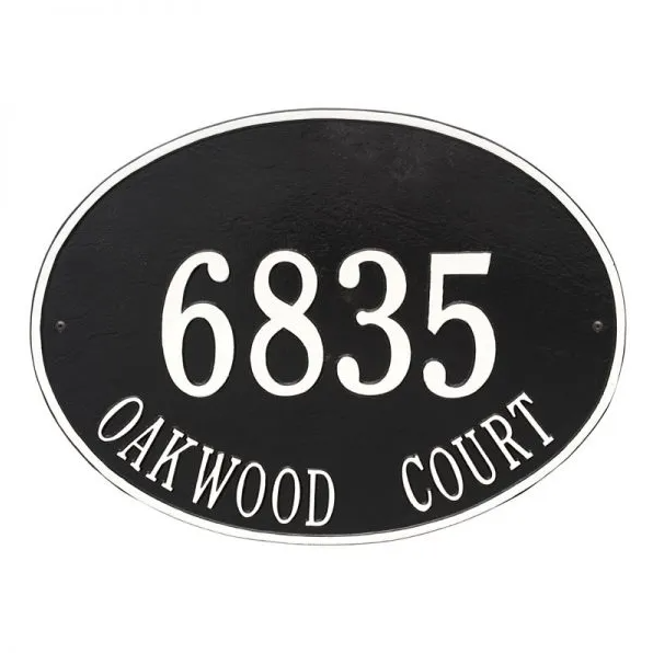 Whitehall 2927 Arch Marker Estate Wall Address Plaque in Black and White