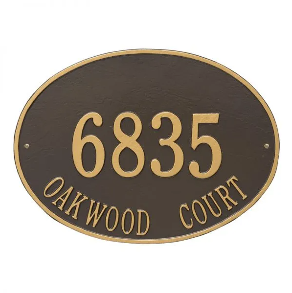 Whitehall 2927 Arch Marker Estate Wall Address Plaque in Bronze and Gold