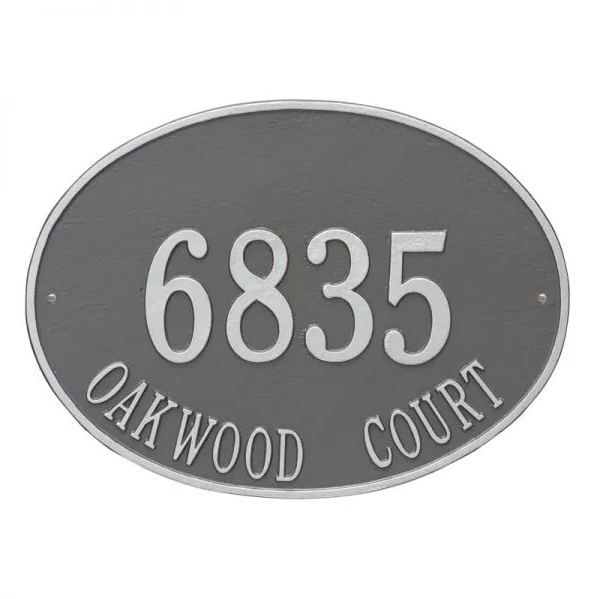 Whitehall 2927 Arch Marker Estate Wall Address Plaque in Pewter and Silver