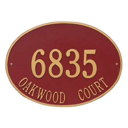 Whitehall 2927 Arch Marker Estate Wall Address Plaque in Red and Gold