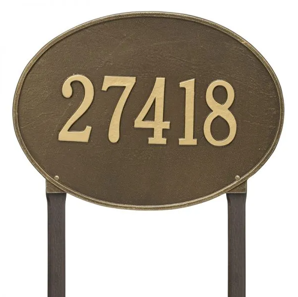 Whitehall 2928 Arch Marker Estate Lawn Address Plaque in Antique Brass
