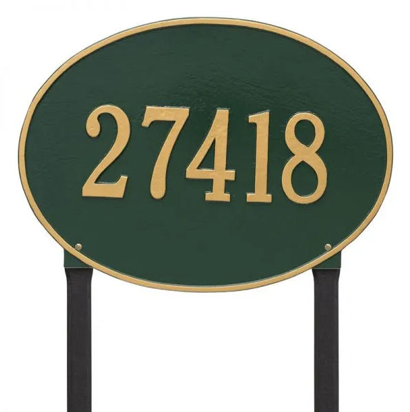 Whitehall 2928 Arch Marker Estate Lawn Address Plaque in Green and Gold
