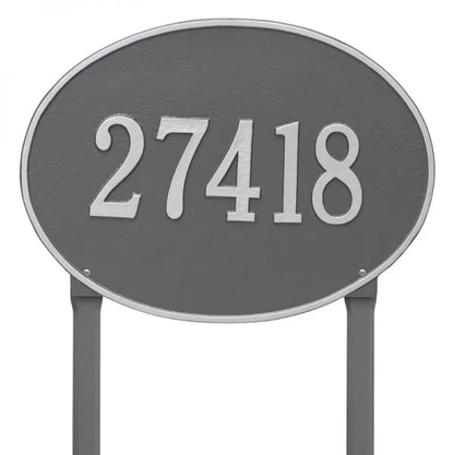 Whitehall 2928 Arch Marker Estate Lawn Address Plaque in Pewter and Silver
