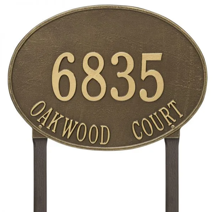 Whitehall 2929 Arch Marker Estate Lawn Address Plaque in Antique Brass