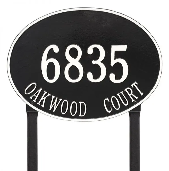 Whitehall 2929 Arch Marker Estate Lawn Address Plaque in Black and White