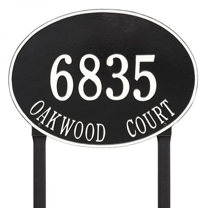 Whitehall 2929 Arch Marker Estate Lawn Address Plaque in Black and White