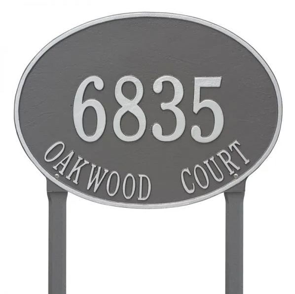 Whitehall 2929 Arch Marker Estate Lawn Address Plaque in Pewter and Silver