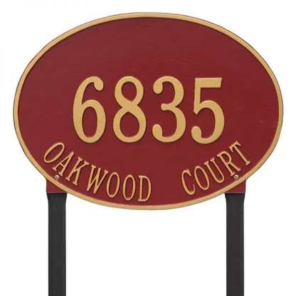 Whitehall 2929 Arch Marker Estate Lawn Address Plaque in Red and Gold