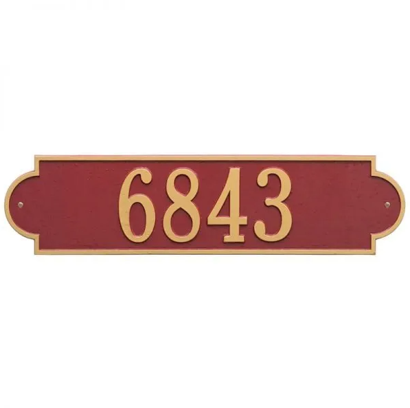 Whitehall 2990 Arch Marker Estate Lawn Address Plaque in Red and Gold
