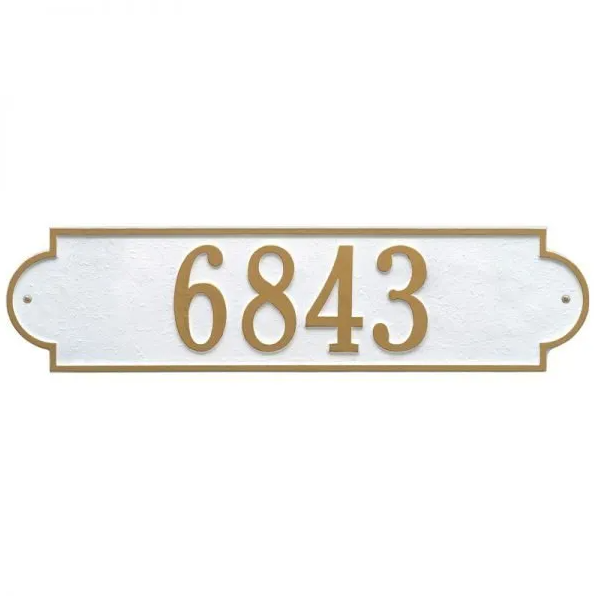 Whitehall 2990 Arch Marker Estate Lawn Address Plaque in White and Gold