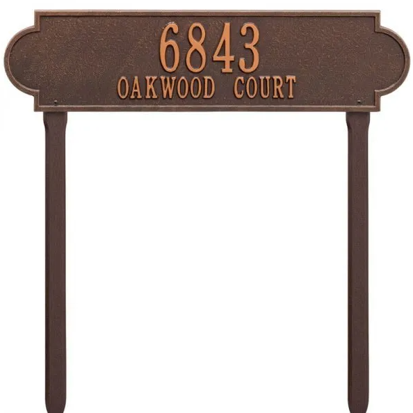 Whitehall 2991 Arch Marker Estate Lawn Address Plaque in Antique Copper