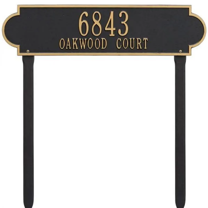 Whitehall 2991 Arch Marker Estate Lawn Address Plaque in Black and Gold