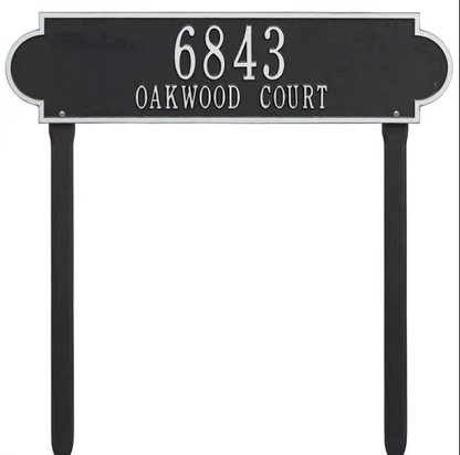 Whitehall 2991 Arch Marker Estate Lawn Address Plaque in Black and Silver