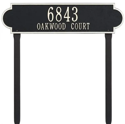 Whitehall 2991 Arch Marker Estate Lawn Address Plaque in Black and White