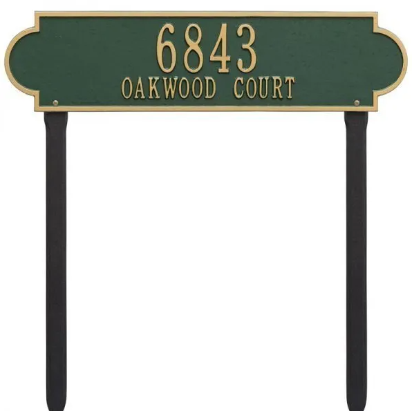 Whitehall 2991 Arch Marker Estate Lawn Address Plaque in Green and Gold