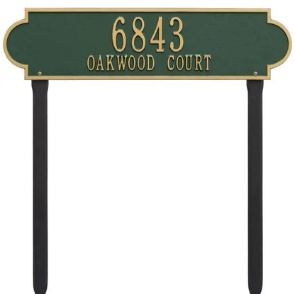 Whitehall 2991 Arch Marker Estate Lawn Address Plaque in Green and Gold