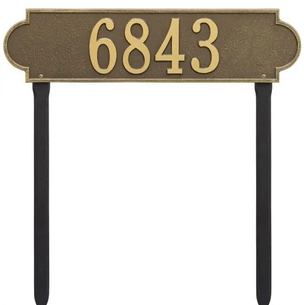 Whitehall 2995 Arch Marker Estate Lawn Address Plaque in Antique Brass