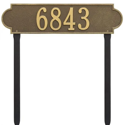 Whitehall 2995 Arch Marker Estate Lawn Address Plaque in Antique Brass