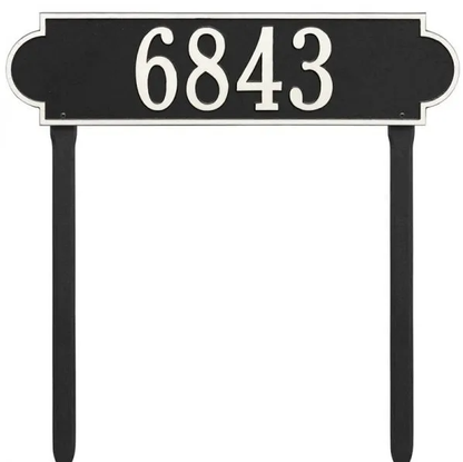 Whitehall 2995 Arch Marker Estate Lawn Address Plaque in Black and White
