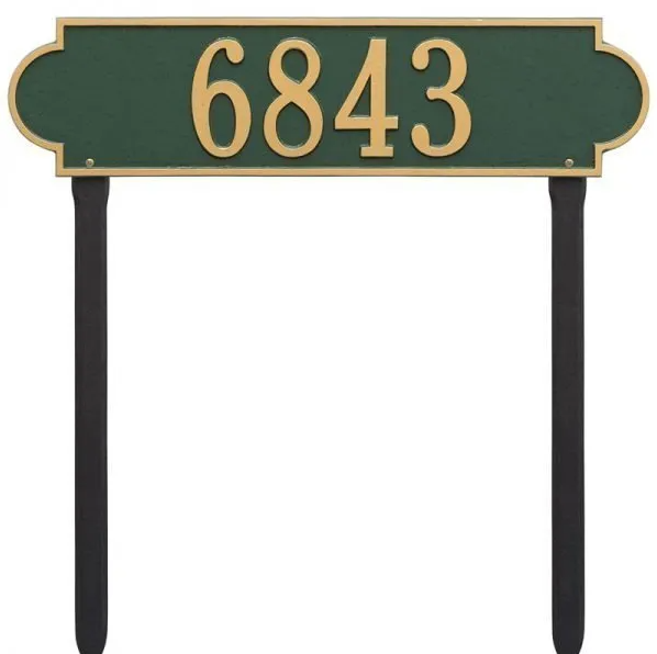 Whitehall 2995 Arch Marker Estate Lawn Address Plaque in Green and Gold