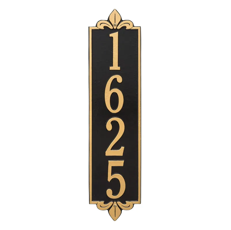 Whitehall 2996 Arch Marker Estate Wall Address Plaque in Black and Gold