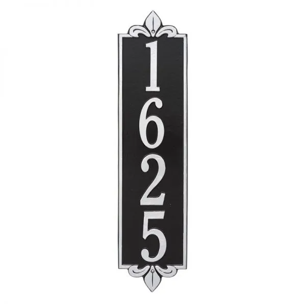 Whitehall 2996 Arch Marker Estate Wall Address Plaque in Black and Silver