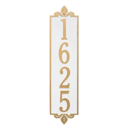Whitehall 2996 Arch Marker Estate Wall Address Plaque in White and Gold