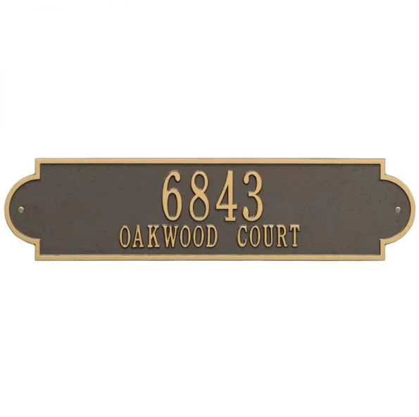Whitehall 2999 Arch Marker Estate Lawn Address Plaque in Bronze and Gold