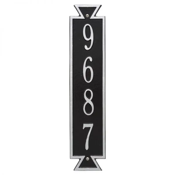 Whitehall 3003 Arch Marker Estate Wall Address Plaque in Black and Silver