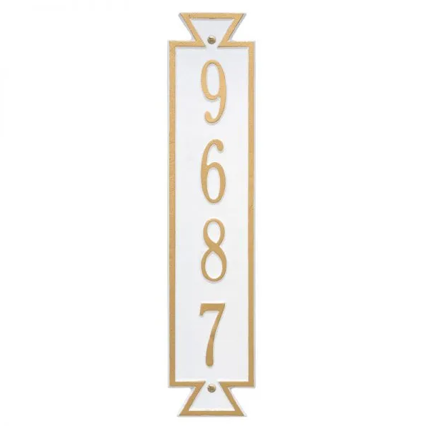 Whitehall 3003 Arch Marker Estate Wall Address Plaque in White and Gold