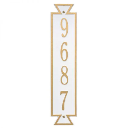 Whitehall 3003 Arch Marker Estate Wall Address Plaque in White and Gold
