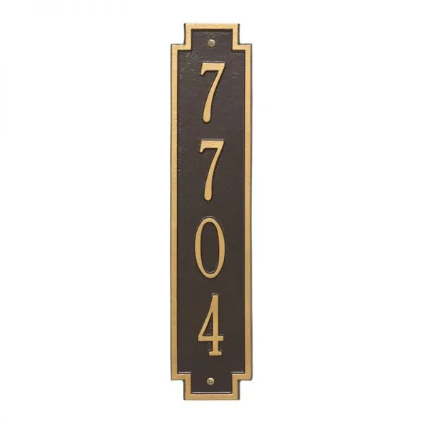 Whitehall 3005 Arch Marker Estate Wall Address Plaque in Bronze and Gold