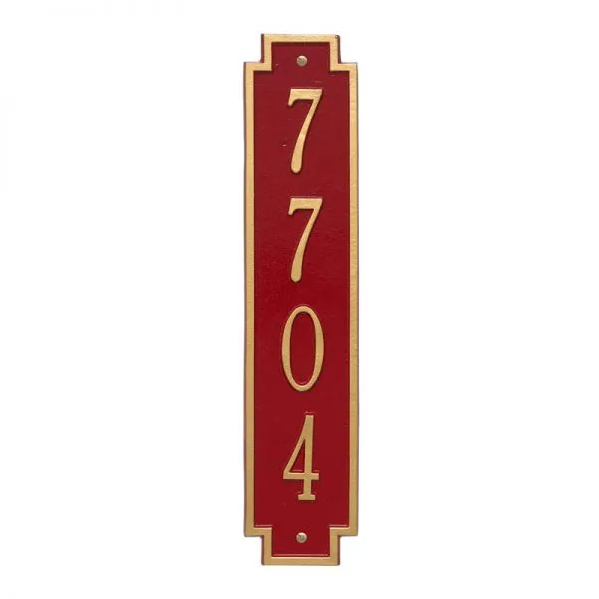 Whitehall 3005 Arch Marker Estate Wall Address Plaque in Red and Gold