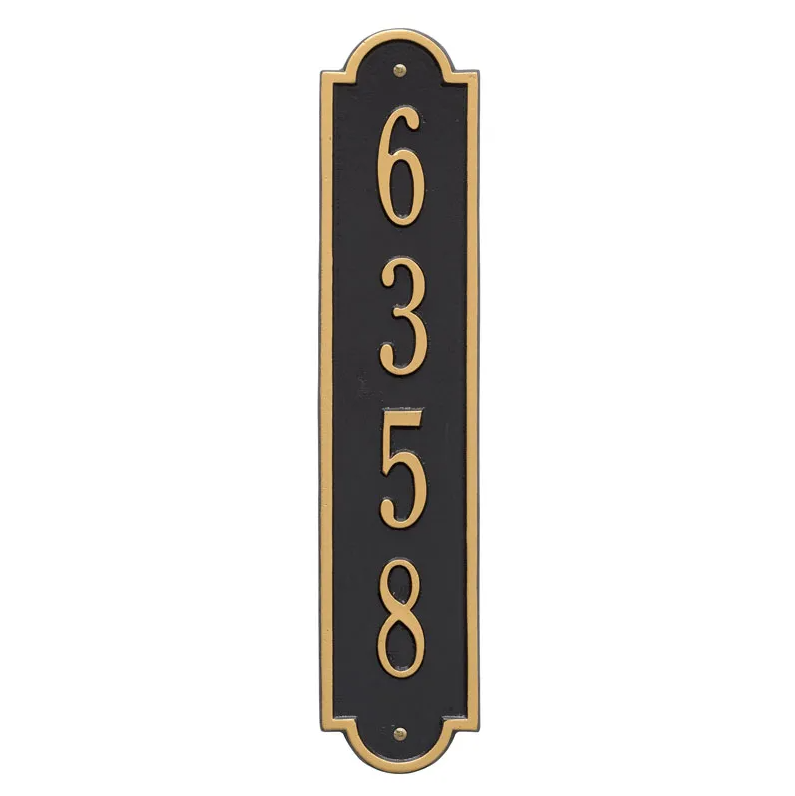 Whitehall 3007 Arch Marker Estate Lawn Address Plaque in Black and Gold