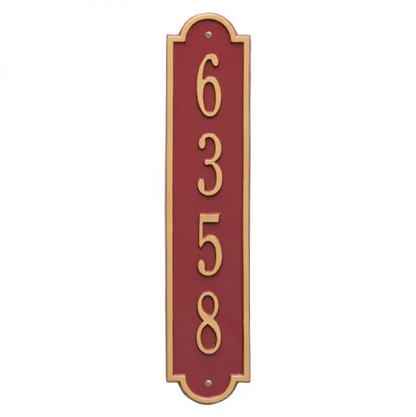 Whitehall 3007 Arch Marker Estate Lawn Address Plaque in Red and Gold