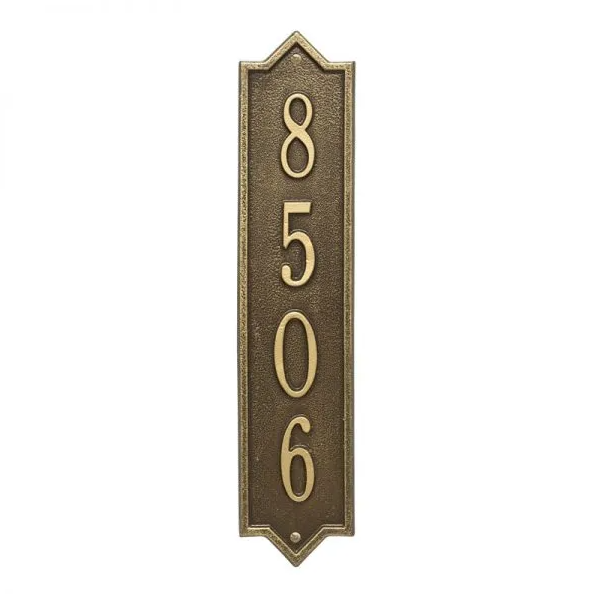 Whitehall 3009 Arch Marker Estate Wall Address Plaque in Antique Brass