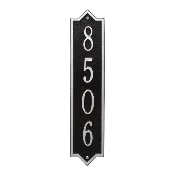 Whitehall 3009 Arch Marker Estate Wall Address Plaque in Black and Silver
