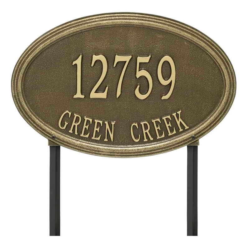 Whitehall 3758 Arch Marker Estate Lawn Address Plaque in Antique Brass