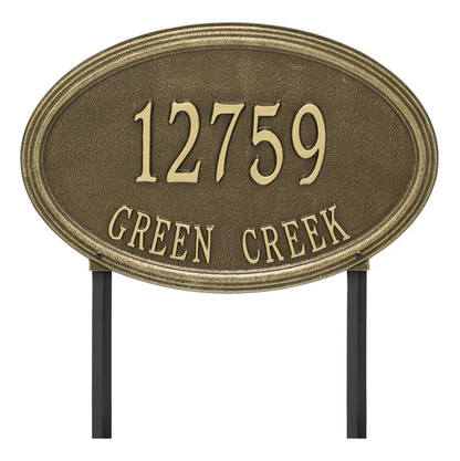 Whitehall 3758 Arch Marker Estate Lawn Address Plaque in Antique Brass