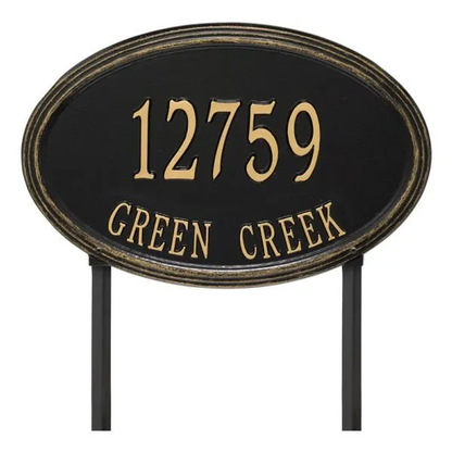Whitehall 3758 Arch Marker Estate Lawn Address Plaque in Black and Gold