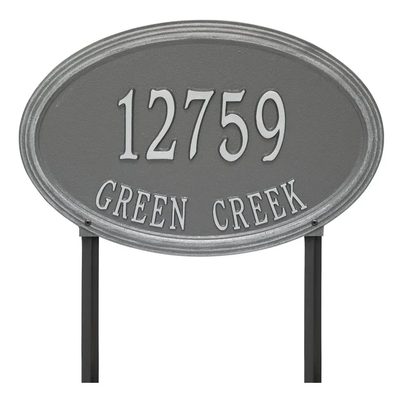 Whitehall 3758 Arch Marker Estate Lawn Address Plaque in Pewter and Silver