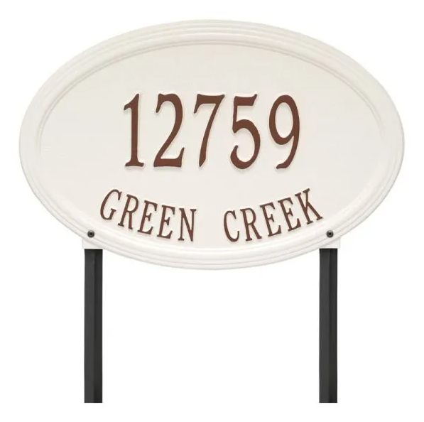 Whitehall 3758 Arch Marker Estate Lawn Address Plaque in Stucco and Brown