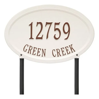 Whitehall 3758 Arch Marker Estate Lawn Address Plaque in Stucco and Brown