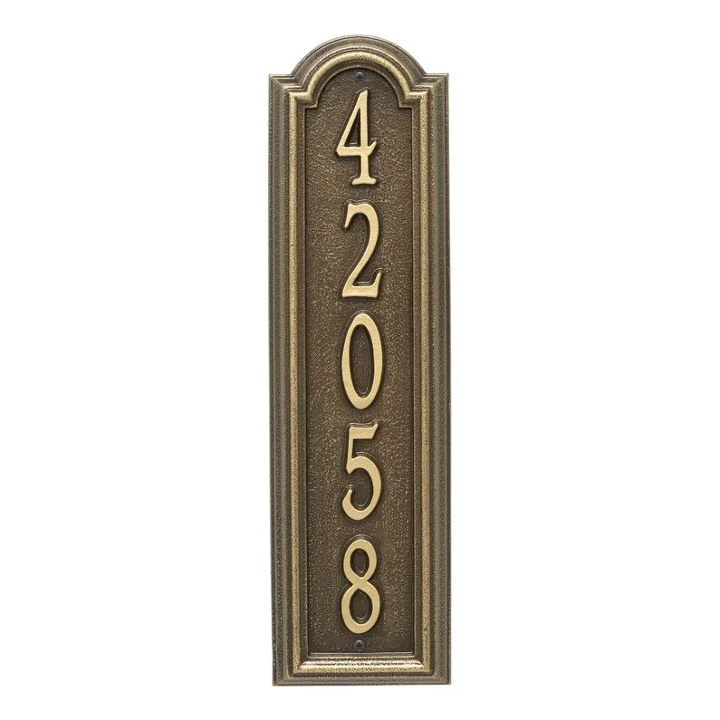 Whitehall 3779 Arch Marker Estate Lawn Address Plaque in Antique Brass