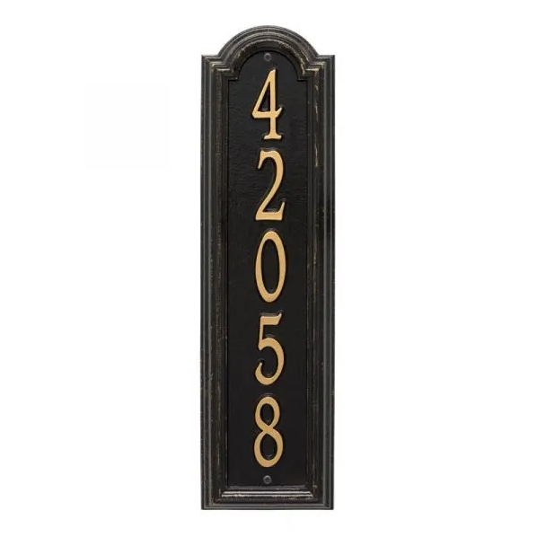 Whitehall 3779 Arch Marker Estate Lawn Address Plaque in Black and Gold