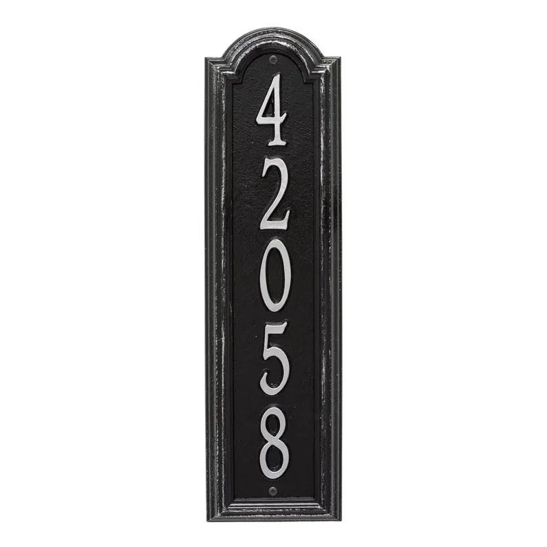 Whitehall 3779 Arch Marker Estate Lawn Address Plaque in Black and Silver