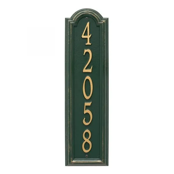 Whitehall 3779 Arch Marker Estate Lawn Address Plaque in Green and Gold
