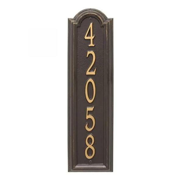 Whitehall 3779 Arch Marker Estate Lawn Address Plaque in Bronze and Gold